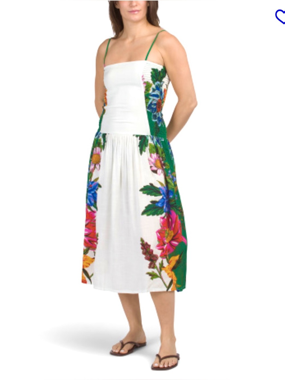TRUE DESTINATIONS sweet bloom dreamscape midi dress in off-white ( Farm Rio) S